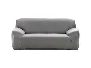 Housse canapé 3 places grise extensible - tissu mélangé, antidérapante, lavable, 190 - 230cm