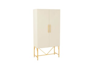 Armoire 2 portes 90x45x185 cm écru et doré - burli