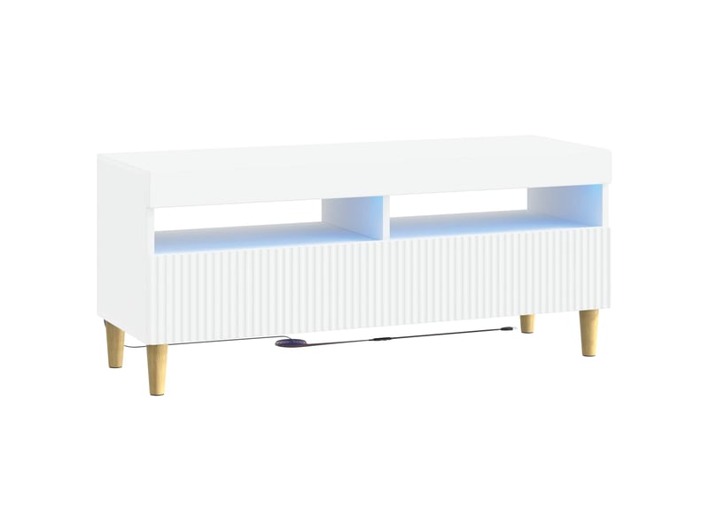  Meuble tv - banc tv - meuble de rangement led blanc bois d'ingénierie  - Conforama A