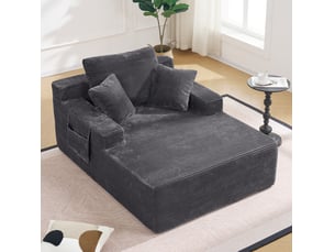 Canapé en velours côtelé 150x110x70 cm avec poches latérales gris foncé