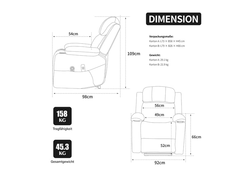 Fauteuil releveur électrique beige, relax massant chauffant, dossier et repose-pieds réglables pour salon - Conforama C