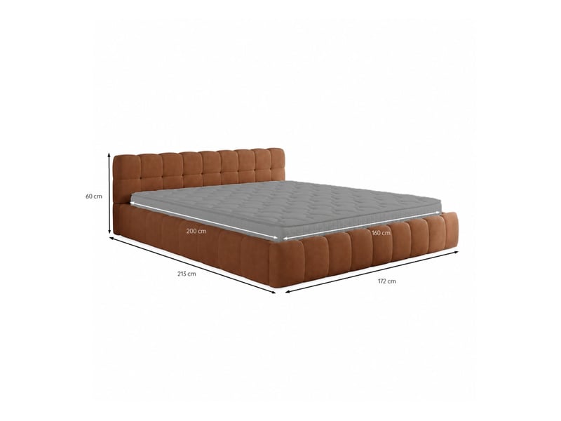  Lit nuage 160x200cm en velours marron kansas  - Conforama C