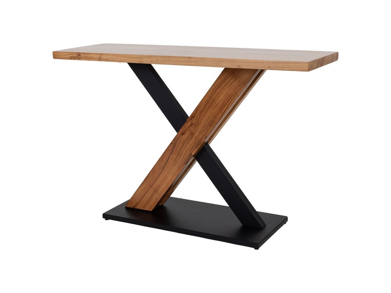  Console d'entrée en bois d'acacia marron avec pieds en fer 120x40x80h cm  - Conforama D