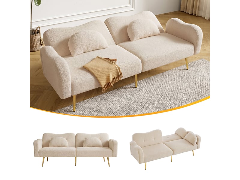  Canapé convertible, canapé-lit, dossier réglable, pieds en métal, 2 en 1, design moderne, mobilier pour espace de vie, 2 places  - Conforama A