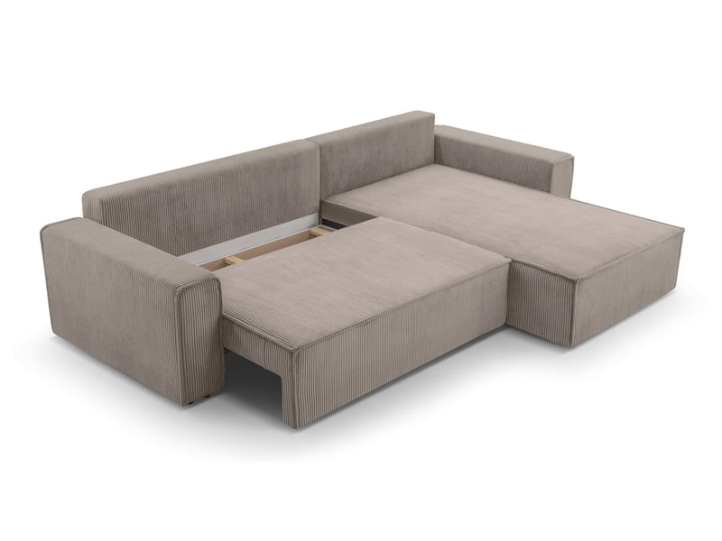 Canapé d’angle en velours côtelé cedria – 287 cm beige CedriaMini - Conforama D