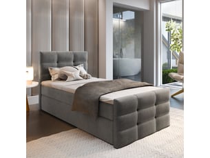Lit avec rangement 100x200 cm <strong>MASSENO</strong> <strong></strong> coloris gris