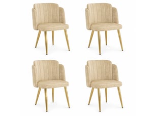 Lot de 4 chaises de salle à manger modernes 58.5x62x78cm - chaise rembourrée - pieds de chaise réglables en hauteur - marron et doré