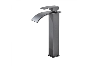 Robinet de lavabo cascade gris, mitigeur de lavabo avec bec haut de 232 mm, robinet cascade gris g 38