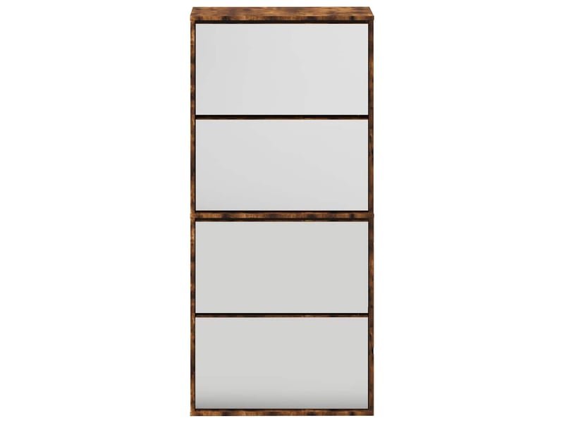  Meuble à chaussure, armoire à chaussures miroir à 4 niveaux chêne fumé 63x17x134 cm  - Conforama E