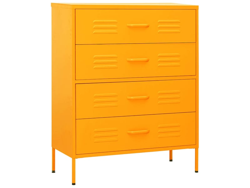  Commode chambre adulte, armoire à tiroirs jaune moutarde 80x35x101,5 cm acier  - Conforama A