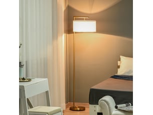 Lampe sur pied e27 socle lampe de sol pour salon chambre bureau, métal acier toile or blanc 47x37x153 cm