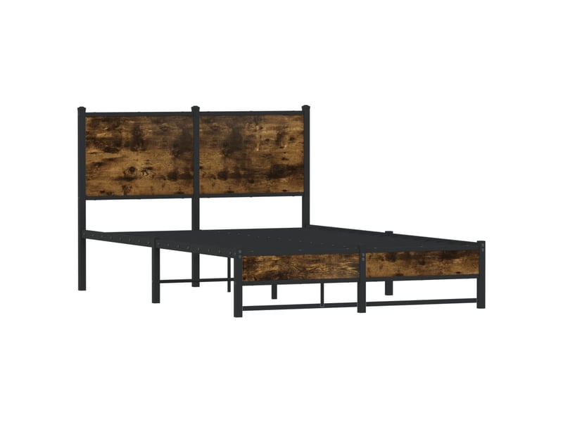  Lit double- lit adulte -  cadre de lit en métal sans matelas chêne fumé 120x190 cm  - Conforama B