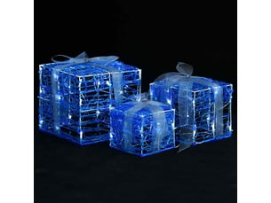 Boîtes-cadeaux de noël décoratives 3 pcs acrylique blanc froid