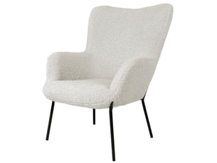 Boris-fauteuil vintage en tissu bouclé écru