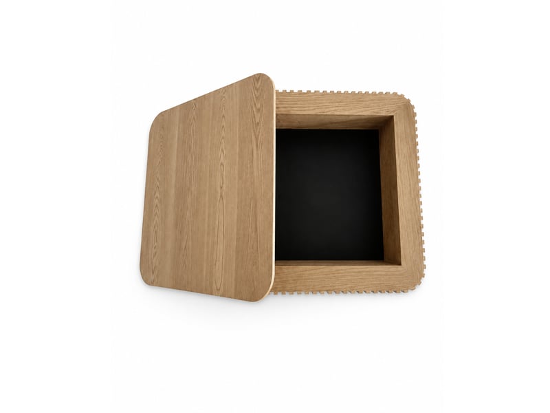  Table basse carrée 75x75x35 cm avec rangement caché mdf plaqué bois naturel  - Conforama A