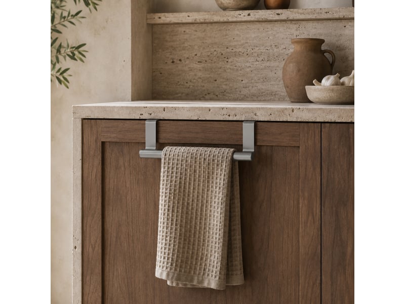  Porte serviette, torchon, crochet à suspendre cuisine ou salle de bain - acier inoxydable - 23.5 cm - chrome  - Conforama E