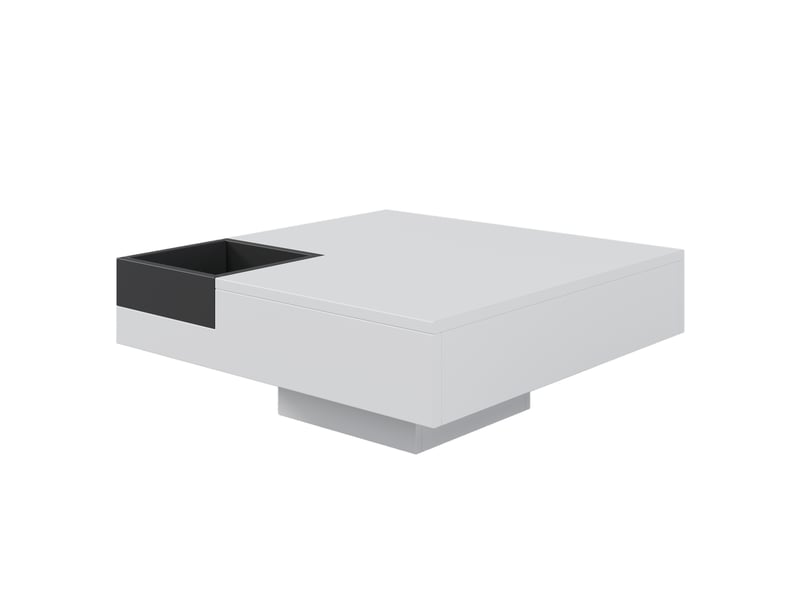  Table basse avec boîte de rangement amovible et led, finition brillante, pour salon, en panneaux de particules, 72 × 72 × 30 cm - uvrion  - Conforama A