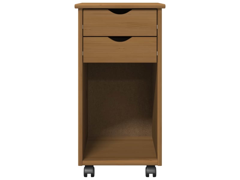  Caisson roulant de bureau, meuble de rangement 34 x 39 x 65,5 cm pin massif brun miel  - Conforama E