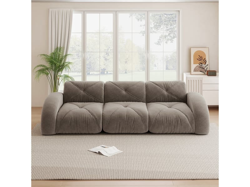  Canapé modulable, canapé 3 places – en tissu chenille, sans montage, sans cadre, taupe, base antidérapante  - Conforama C