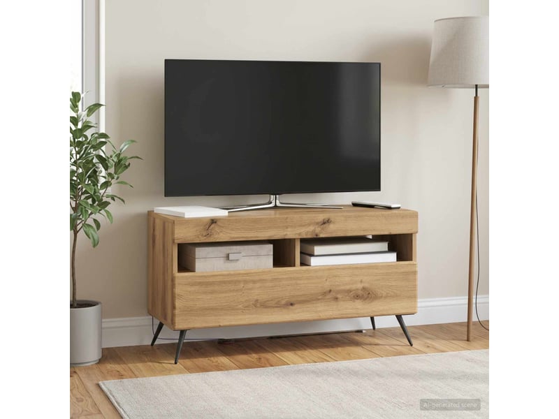  Meuble tv - banc tv - meuble de rangement led chêne artisanal bois d'ingénierie  - Conforama D