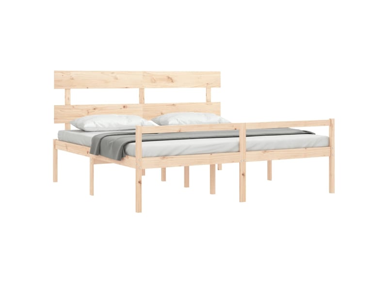  Lit double- lit adulte -  lit pour personne âgée et tête de lit 200x200 cm bois massif  - Conforama C