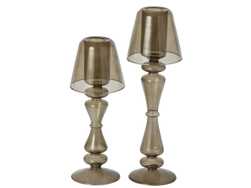  Photophore lampe en verre silje 26cm vert olive  - Conforama C
