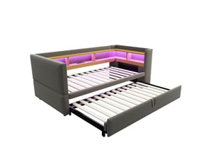 Lit gigogne 90x190 cm REDOM coloris gris