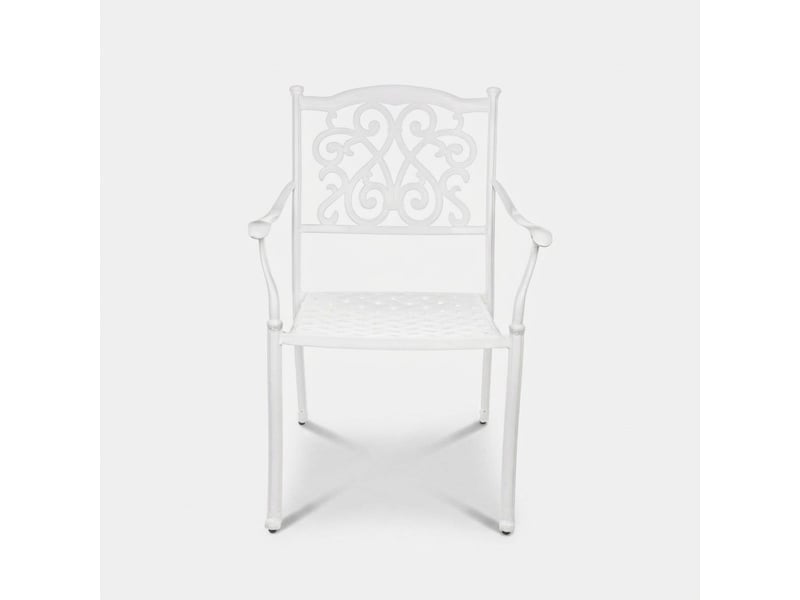  Lot de 4 chaises de jardin bistrot en aluminium avec accoudoirs ivrea bizzotto - blanc  - Conforama D