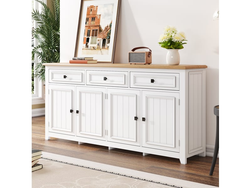  Buffet bas blanc en mdf 160 x 35 x 76 cm  - Conforama D