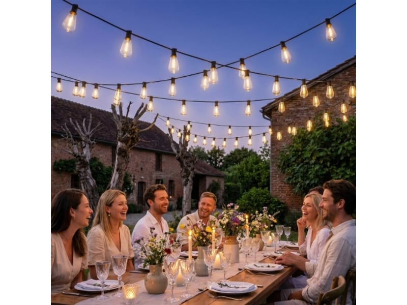 Guirlande rideau lumineux 50 led, 18 m, raccordable, ip44, décoration intérieure et extérieure - Conforama D