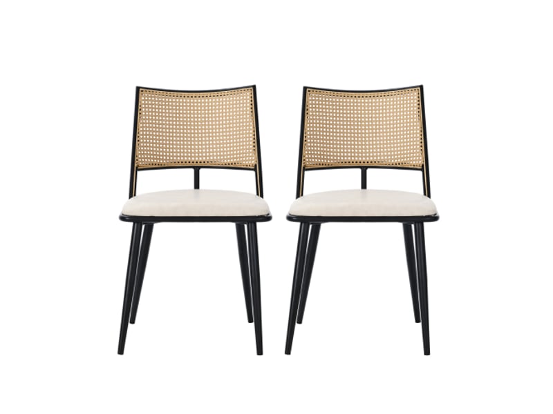 Lot de 2 chaises en rotin coloris noir chaise noir - Conforama A