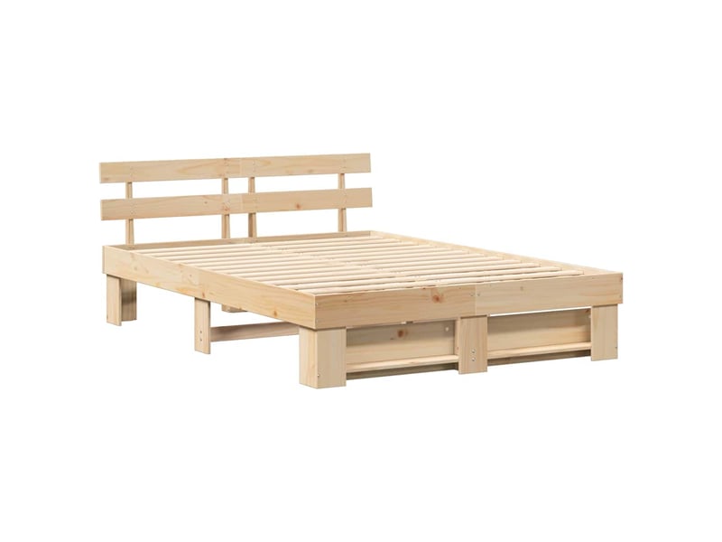 Lit double- lit adulte - cadre de lit avec tête de lit marron 150 x 200 cm pin massif - Conforama C