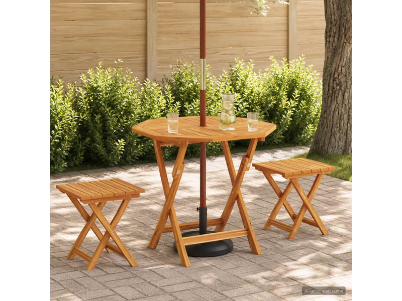  Vidaxl table de jardin pliante naturel 90 x 90 x 75 cm  - Conforama B