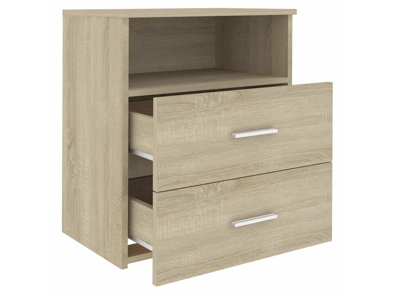  Lot de 2 tables de chevet - cabinet de chevet - table de nuit chêne sonoma 50x32x60 cm  - Conforama D