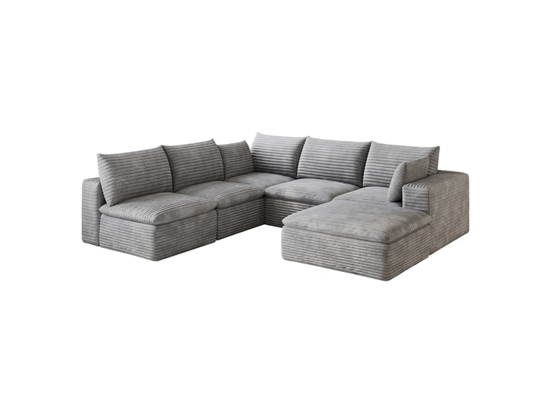  Canapé modulable 6 places en velours côtelé gris W3428S00022 - Conforama A