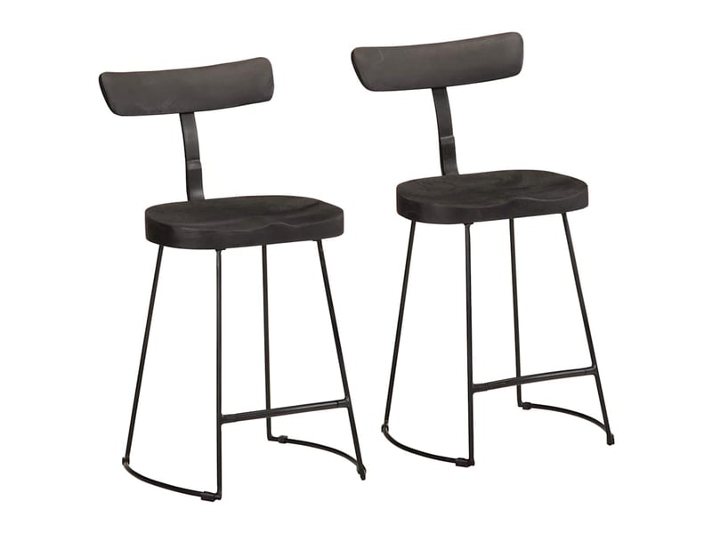  Lot de 2 tabouret de bar, chaise de bar noir 49x43x79 cm bois manguier massif  - Conforama B