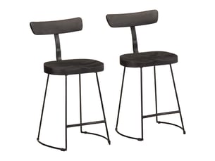 Lot de 2 tabouret de bar, chaise de bar noir 49x43x79 cm bois manguier massif