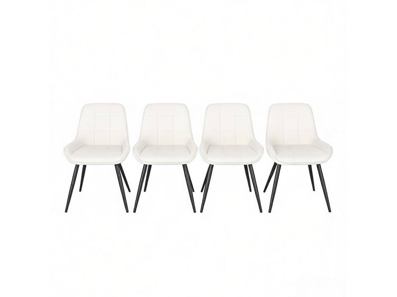 Lot de 4 chaises de salle à manger 43x52,5x81,5 cm blanc et noir, velours, pieds métal réglables  - Conforama A