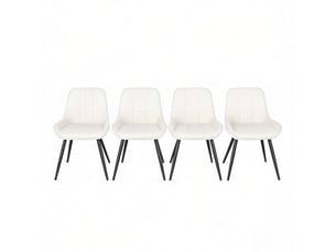 Lot de 4 chaises de salle à manger 43x52,5x81,5 cm blanc et noir, velours, pieds métal réglables