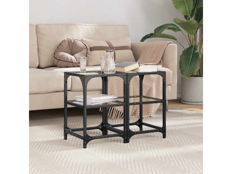  Tables basses avec dessus en verre transparent 2 pcs - table de salon - table à thé acier  - Conforama B