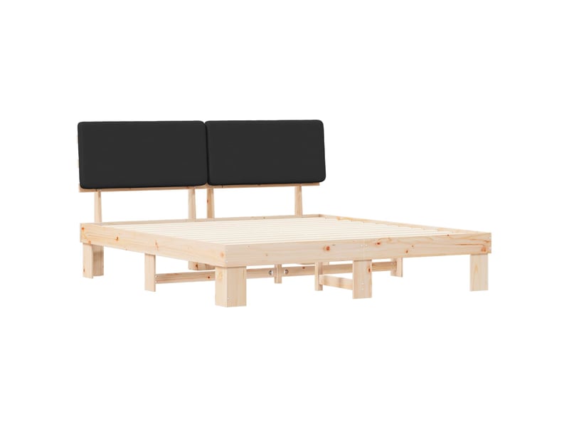  Lit double- lit adulte -  cadre de lit avec tête de lit rembourrée noir 180 x 200 cm  - Conforama C