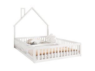 Lit cabane 140x190 cm <strong>MODENUIT </strong>  <strong></strong> coloris blanc