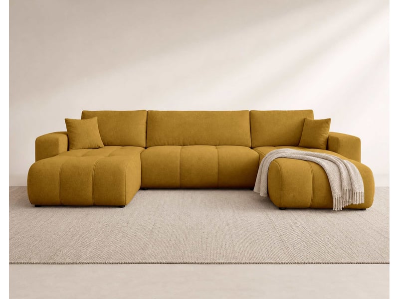  Nicole - canapé panoramique en u 7 places convertible avec coffre en tissu - best mobilier - jaune NICOLE - Conforama B