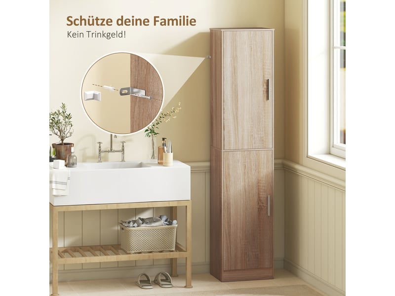  Colonne de salle de bain 2 portes 4 étagères réglables 40 x 35 x 180 cm  - Conforama E