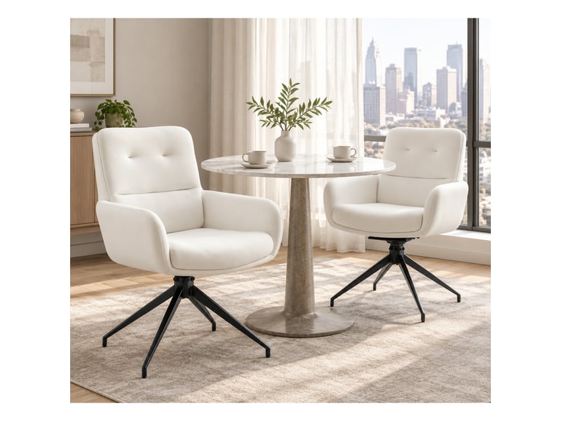  Lot de 2 chaises de salle à manger pivotantes 360° en pu evryae  - Conforama C