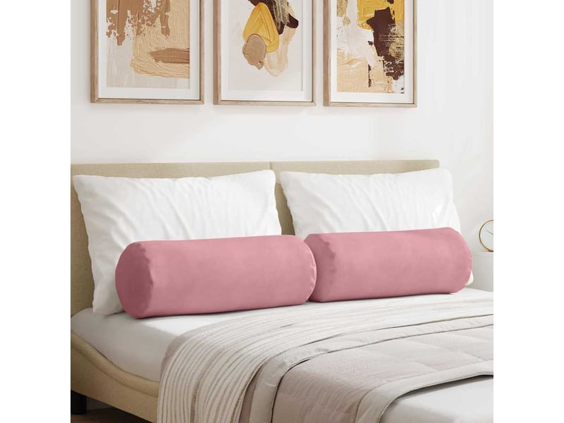  Lot de 2 coussins d'accent, coussins décoratifs, coussins lombaires rose ø 25 x 70 cm cf56750  - Conforama B