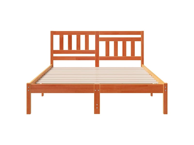 Lit double- lit adulte - cadre de lit avec tête de lit brun 140 x 190 cm pin massif - Conforama C
