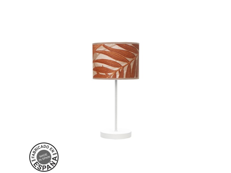  Fabrilamp moda lampe à poser blanc terre cuite, abat-jour textile motif feuillage terre cuite, 1 x e14, 42 cm 212470021 - Conforama A
