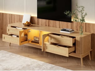 Meuble tv coloris naturel 180 cm <strong>BIQZUYA</strong> <strong></strong>