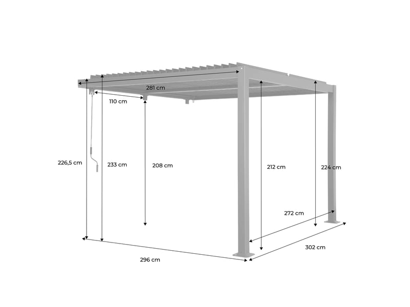  Pergola bioclimatique aluminium adossée lames orientables 3x3m palace beige  - Conforama D